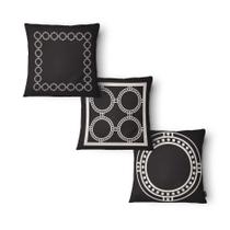 Kit 3 Capas Almofada Círculos 43x43cm Microfibra Preto Kit 3 Capas Almofada Círculos 43x43cm Microfibra Preto