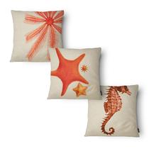 Kit 3 Capas Almofada Fundo do Mar 3 43x43cm Microfibra