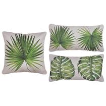 Kit 3 Capas Almofada Linho Costela Adão Livistona + Baguete