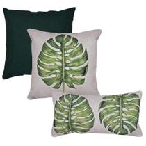 Kit 3 Capas Almofada Linho Costela Adão Livistona + Baguete