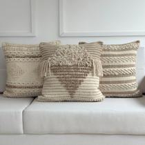 Kit 3 Capas Almofadas Artesanais Indianas Cru