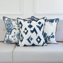 Kit 3 Capas Almofadas Linhão Branco Ikat, Flores e Floral Azul