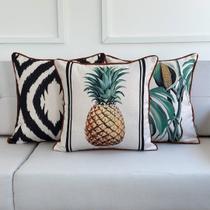 Kit 3 Capas ALmofadas Linhão Cru Abacaxi, Costela de Adão e Ikat