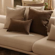 Kit 3 Capas Almofadas Linho Veneto Bege Escuro e Off White