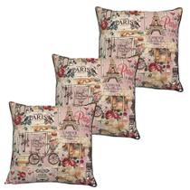 Kit 3 Capas de Almofada Impermeável Belize Zíper Invisível 45cmx45cm