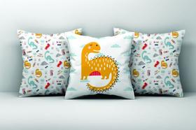 Kit 3 Capas de Almofada Infantil Dinossauros Oxford 40x40cm Kit 3 Capas de Almofada Infantil Dinossauros Oxford 40x40cm