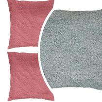 Kit 3 Capas de Almofadas 45x45 cm Jolitex Sherpa 1 Cinza e 2 Rosas Kit 3 Capas de Almofadas 45x45 cm Jolitex Sherpa 1 Cinza e 2 Rosas