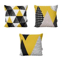 Kit 3 Capas de Almofadas Amarelas Decoração Para Sofá Sala de Estar Cama Quarto 40x40 Novadecora