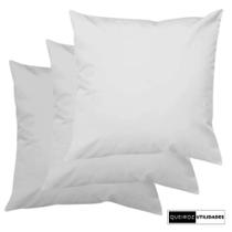 Kit - 3 Capas de Almofadas: Brancas - 40x40 - Decorativa Para Sala / Sofá / Quarto / Cama