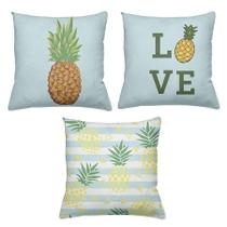 Kit 3 Capas De Almofadas Decorativas 45x45cm Estampa Abacaxi love
