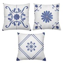 Kit 3 Capas De Almofadas Decorativas 45x45cm Estampa Azuleijos Blue Kit 3 Capas De Almofadas Decorativas 45x45cm Estampa Azuleijos Blue