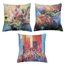 Kit 3 Capas De Almofadas Decorativas 45x45cm Estampa Colors