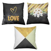 Kit 3 Capas De Almofadas Decorativas 45x45cm Estampa Love This