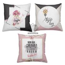 Kit 3 Capas De Almofadas Decorativas 45x45cm Estampa Luz