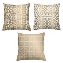 Kit 3 Capas De Almofadas Decorativas 45x45cm Estampa Ouro Kit 3 Capas De Almofadas Decorativas 45x45cm Estampa Ouro