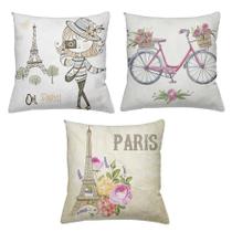 Kit 3 Capas De Almofadas Decorativas 45x45cm Estampa Paris Kit 3 Capas De Almofadas Decorativas 45x45cm Estampa Paris