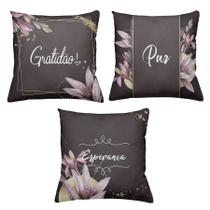 Kit 3 Capas De Almofadas Decorativas 45x45cm Estampa Paz
