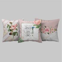 Kit 3 Capas De Almofadas Decorativas Frases Para Sala 40x40