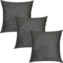 Kit 3 Capas de Almofadas Matelassê Cinza Liso 45x45cm Kit 3 Capas de Almofadas Matelassê Cinza Liso 45x45cm