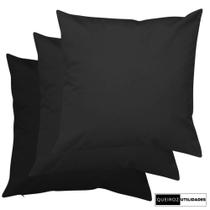 Kit - 3 Capas de Almofadas: Pretas - 40x40 - Decorativa Para Sala / Sofá / Quarto / Cama
