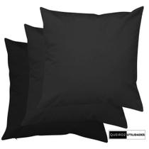 Kit - 3 Capas de Almofadas: Pretas - 40x40 - Decorativa Para Sala / Sofá / Quarto / Cama