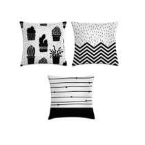 kit 3 capas de almofadas preto e branco kit 3 capas de almofadas preto e branco