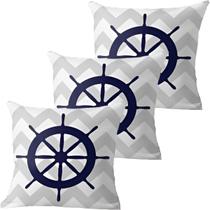 Kit 3 Capas De Almofadas Timão Azul Navegação Marítima