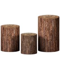 Kit 3 Capas de Cilindro P M G 3d Para Festa Sublimado Tronco de Árvore Material Premium Veste Fácil com Elástico