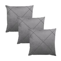 Kit 3 Capas para Almofada Drapeada em Veludo Quadrada 60x60 Várias Cores
