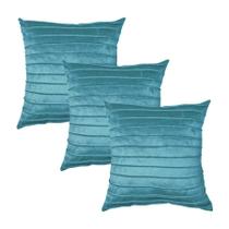Kit 3 Capas para Almofada Drapeada Line em Veludo Quadrada