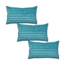 Kit 3 Capas para Almofada Drapeada Line em Veludo Retangular Várias Cores