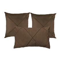 Kit 3 Capas para Almofada Drapeada Veludo Quadradas e Retangular Com Enchimento