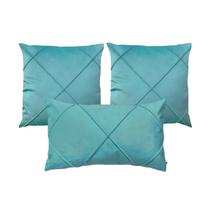 Kit 3 Capas para Almofada Drapeada Veludo Quadradas e Retangular