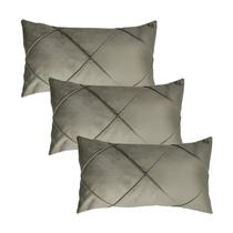Kit 3 Capas para Almofada em Veludo Drapeada 50x30 com Enchimento 55x35 Várias Cores