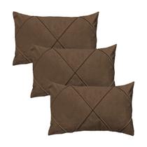 Kit 3 Capas para Almofada em Veludo Drapeada 50x30 com Enchimento 55x35 Várias Cores