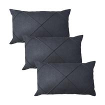 Kit 3 Capas para Almofada em Veludo Drapeada 50x30 com Enchimento 55x35 Várias Cores