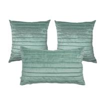 Kit 3 Capas para Almofada em Veludo Drapeada Line Quadradas e Retangular Várias Cores