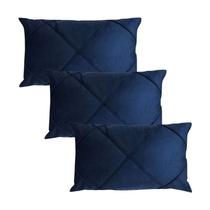 Kit 3 Capas para Almofada em Veludo Drapeada Retangular 60x40 Com Enchimento Várias Cores