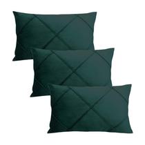 Kit 3 Capas para Almofada em Veludo Drapeada Retangular 60x40 Com Enchimento Várias Cores