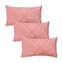 Kit 3 Capas para Almofada em Veludo Drapeada Retangular Várias Cores
