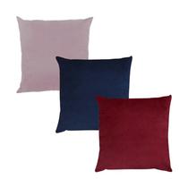 Kit 3 Capas para Almofada em Veludo Liso Quadrada Várias Cores
