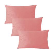 Kit 3 Capas para Almofada em Veludo Liso Retangular 60x40 Várias Cores