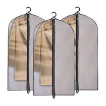Kit 3 Capas Para Ternos Proteção Respiravel Com Ziper Reforçado Premium TNT Tansporte Saco Antimofo Vestidos Cinza Kit 3 Capas Para Ternos Proteção Respiravel Com Ziper Reforçado Premium TNT Tansporte Saco Antimofo Vestidos Cinza