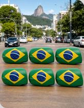 Kit 3 Capas Retrovisor Bandeira do Brasil Ajustável Copa 2026 Carro Torcida Futebol Hexa