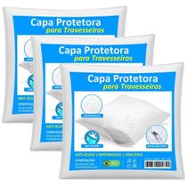 Kit 3 Capas Travesseiro Impermeável Branca 50Cm X 70Cm Zíper - M5 Confecções Kit 3 Capas Travesseiro Impermeável Branca 50Cm X 70Cm Zíper - M5 Confecções