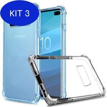 Kit 3 Capinha Silicone Transparente Antichoque Samsung S10