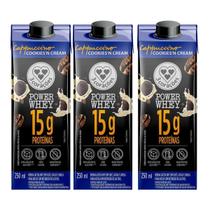 Kit 3 Cappuccino 15G Proteina Power Cookies Cream 250Ml