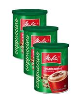 Kit 3 cappuccino solúvel tradicional melitta lata 200g