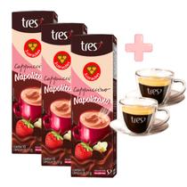 Kit 3 Cápsula Cappuccino Napolitano 3 Corações + 2 Xícaras
