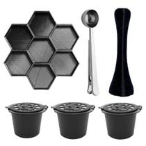 Kit 3 Cápsula Nespresso Reutilizavel + Tamper + Colher Inox